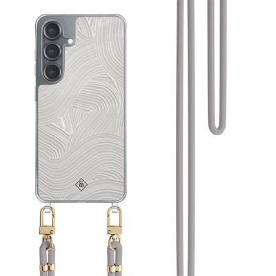 Samsung Galaxy S25 hoesje met grijs koord - Abstract waves Samsung Galaxy S25 hoesje met grijs koord - Abstract waves