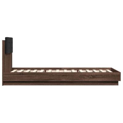 Bedframe met hoofdbord en LED bruin eikenkleur 90x200 cm