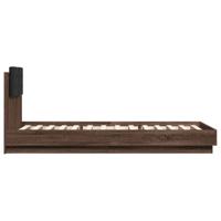 Bedframe met hoofdbord en LED bruin eikenkleur 90x200 cm - thumbnail