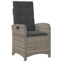 Tuinstoelen 2 st verstelbaar met kussens poly rattan grijs - thumbnail