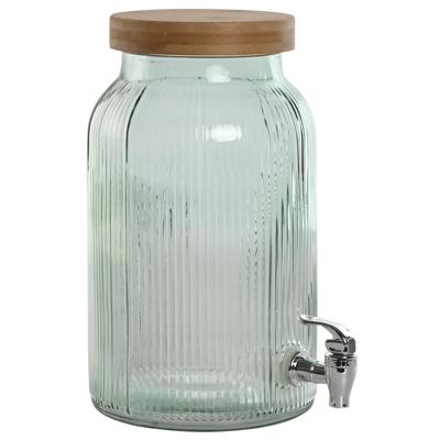Drankdispenser Home ESPRIT Zilverkleurig Siliconen Bamboe Kristal Plastic 5,5 L 18 x 18 x 31 cm