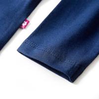 Kindershirt met lange mouwen vogelprint 140 marineblauw - thumbnail