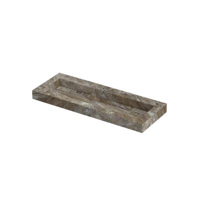 INK Pitch Wastafel keramische slab centraal met drain en front en side skirts zonder kraangat 120x45x9 Island glossy
