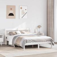 Bedframe zonder matras massief grenenhout wit 140x190 cm - thumbnail