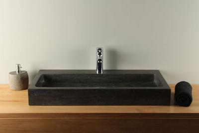 Natuursteen Wasbak Hardsteen Rechthoek 80x40 cm Met Kraangat | BE-007mk