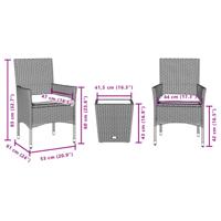 3-delige Bistroset met kussens poly rattan en glas bruin - thumbnail