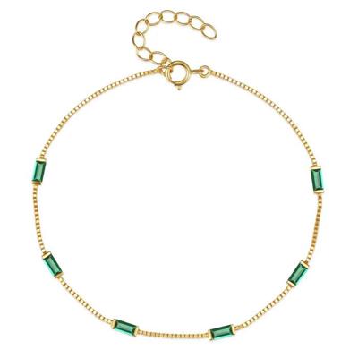 Elenza Goudkleurige Armband met Groene Stenen in 925 Sterling Zilver