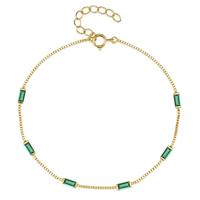 Elenza Goudkleurige Armband met Groene Stenen in 925 Sterling Zilver - thumbnail