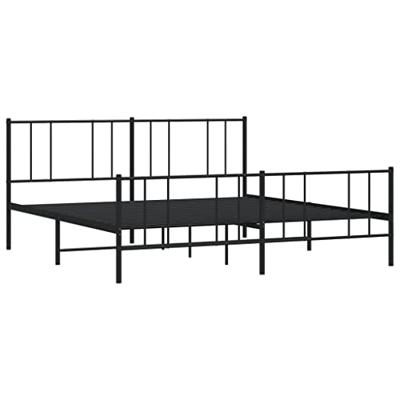 Bedframe met hoofd- en voeteneinde metaal zwart 200x200 cm - thumbnail