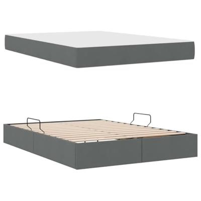 Opbergbed met matras Donkergrijs 140 x 190 cm Polyester