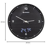 BRESSER MyTime LEDsec wandklok 24 cm met temperatuurweergave (zwart) - thumbnail