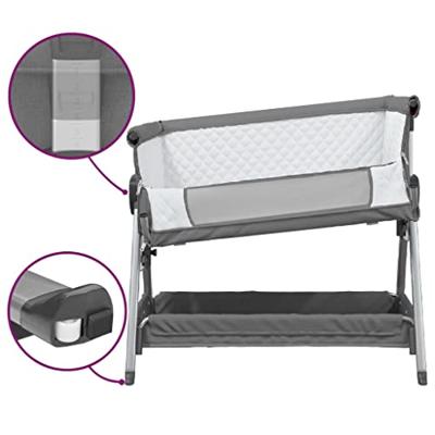 Babybed met matras linnen donkergrijs - thumbnail