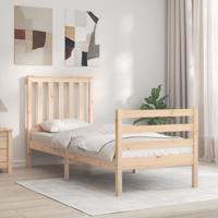 Bedframe met hoofdbord massief hout - thumbnail