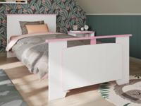 Bed ROBINSON 90x200 cm wit/roze - thumbnail