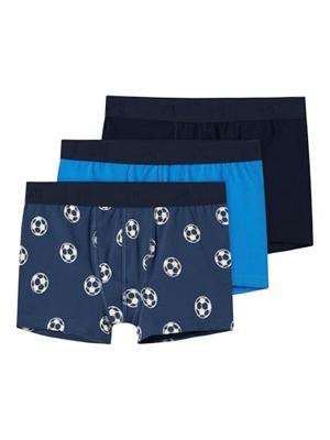 Name-it 3-pak jongens boxershorts - &apos;&apos;Dark Denim Football&apos;&apos; - Voetbalk jongens onderbroeken blauw