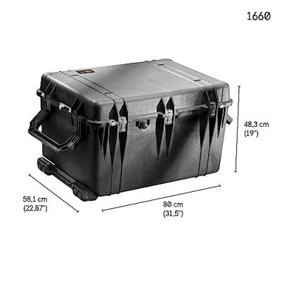 Peli 1660 Waterdichte Koffer Voor Lichtsystemen, Elektronische En Optische Apparatuur, Ip67 Water- En Stofdicht, Capaciteit: 160L, Gemaakt In Duitsland, Met Klittenband Vakverdeling, Kleur: Zwart
