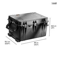 Peli 1660 Waterdichte Koffer Voor Lichtsystemen, Elektronische En Optische Apparatuur, Ip67 Water- En Stofdicht, Capaciteit: 160L, Gemaakt In Duitsland, Met Klittenband Vakverdeling, Kleur: Zwart - thumbnail