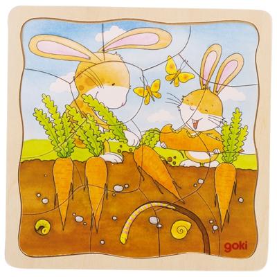 Goki houten lagenpuzzel - moestuin, 53st.