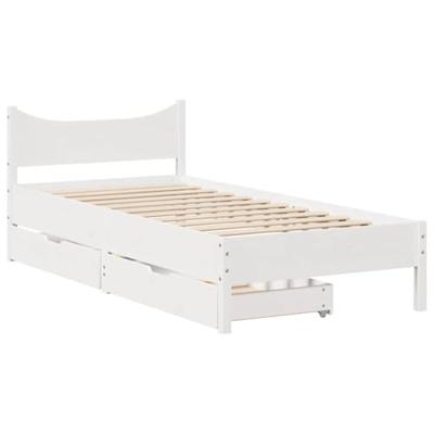 Bedframe met lades massief grenenhout wit 90x200 cm