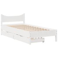 Bedframe met lades massief grenenhout wit 90x200 cm - thumbnail