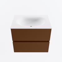 MONDIAZ VICA 60cm badmeubel onderkast Rust 2 lades. Wastafel MOON midden zonder kraangat, kleur Talc. - thumbnail