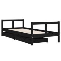 Kinderbedframe 80x200 cm massief grenenhout zwart - thumbnail