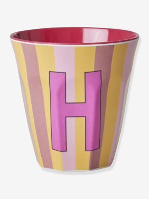 Gestreepte melamine mok LETTER H rice, medium 250 ml meerkleurig