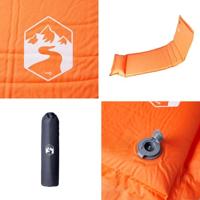 VidaXL Kampeermatras met kussen zelfopblazend 1-persoons oranje - thumbnail