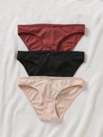 Set van 3 katoenen zwangerschapsslips set beige, rood, zwart - thumbnail
