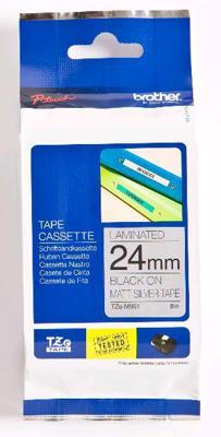 Labeltape Brother P-touch TZe-M951 metallic 24mm zwart op zilver