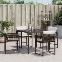 Tuinstoelen 4 st met kussens poly rattan bruin - thumbnail