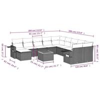 12-delige Loungeset met kussens poly rattan beige - thumbnail