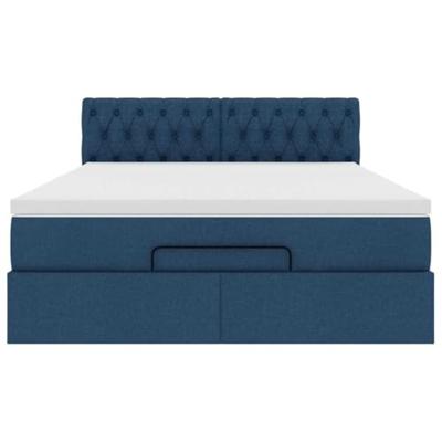 Ottoman bed met matras 140x200cm stof blauw