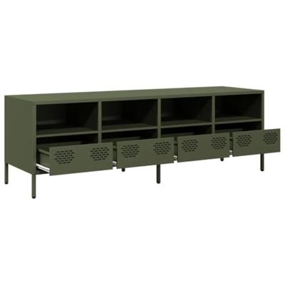 Tv-meubel 135x39x43,5 cm koudgewalst staal olijfgroen