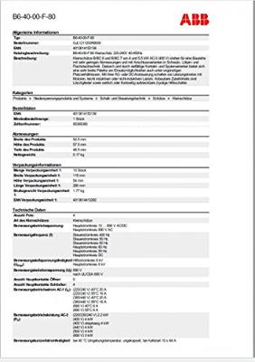 ABB B6-40-00-F-80 Schakelaar 4x NO 220 V 8.5 A 1 stuk(s)