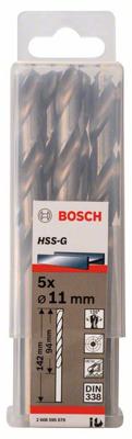 Bosch Accessories 2608595079 HSS Metaal-spiraalboor 11 mm Gezamenlijke lengte 142 mm Geslepen DIN 338 Cilinderschacht 5 stuk(s) Bosch Accessories 2608595079 HSS Metaal-spiraalboor 11 mm Gezamenlijke lengte 142 mm Geslepen DIN 338 Cilinderschacht 5 stuk(s)