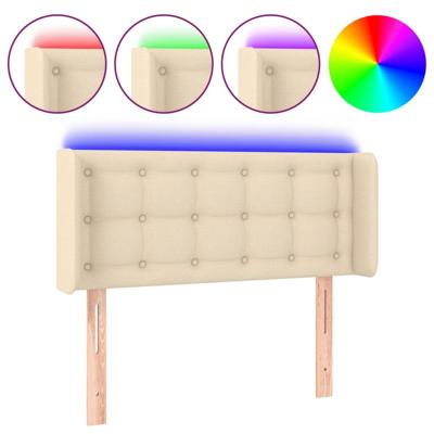 Hoofdbord LED 147x16x118/128 cm stof crèmekleurig