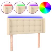 Hoofdbord LED 103x16x78/88 cm stof crèmekleurig - thumbnail