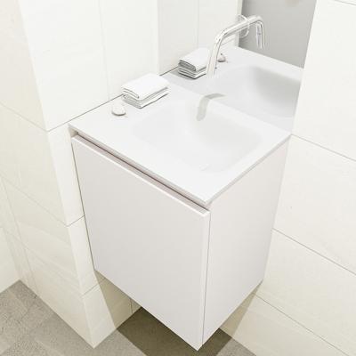 MONDIAZ OLAN 40cm toiletmeubel linen. LEX wastafel talc rechts geen kraangat