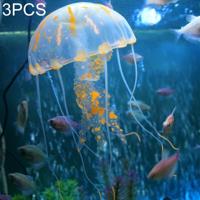 3 STKS aquarium artikelen decoratie silicone simulatie fluorescerende sucker kwallen grootte: 8 * 20cm (oranje) - thumbnail
