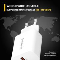 Intenso W30AC USB-oplader 30 W 1x USB-A, 1x USB-C Wit Binnen USB Power Delivery (USB-PD) - thumbnail