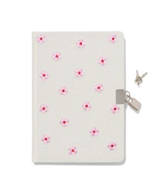 HEMA Dagboek 21.2x15cm slot borduursel bloemen