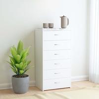 Dressoir met 6 lades 50x34x96 cm bewerkt hout wit - thumbnail