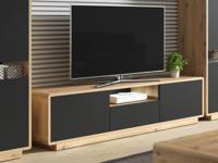 Tv-meubel ASTER 180 cm 2 deuren 1 lade mat zwart/taurus eik - thumbnail