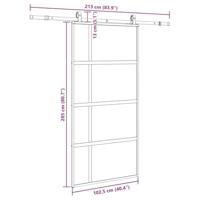 Schuifdeur met beslagset 102,5x205 cm gehard glas zwart - thumbnail