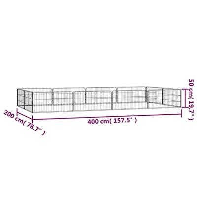 Hondenkennel 12 panelen 100x50 cm gepoedercoat staal zwart