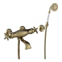 Badmengkraan Tres Clasic Opbouw Incl Handdouche Verouderd Messing Mat - thumbnail