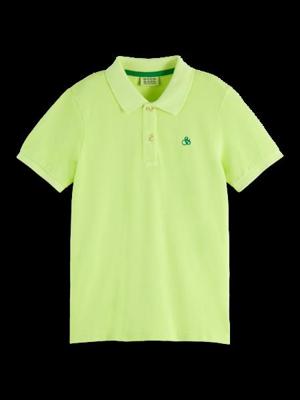 Garment-dyed short-sleeved pique polo
