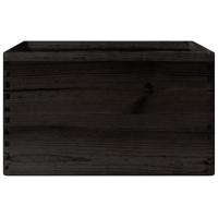 VidaXL Houten kist met handvatten 40x30x23 cm massief grenenhout zwart - thumbnail