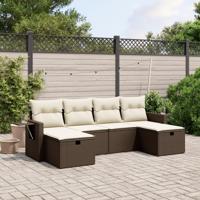 6-delige Loungeset met kussens poly rattan bruin - thumbnail